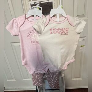 Lucky Brand Baby Onesies - Pink and Blue
